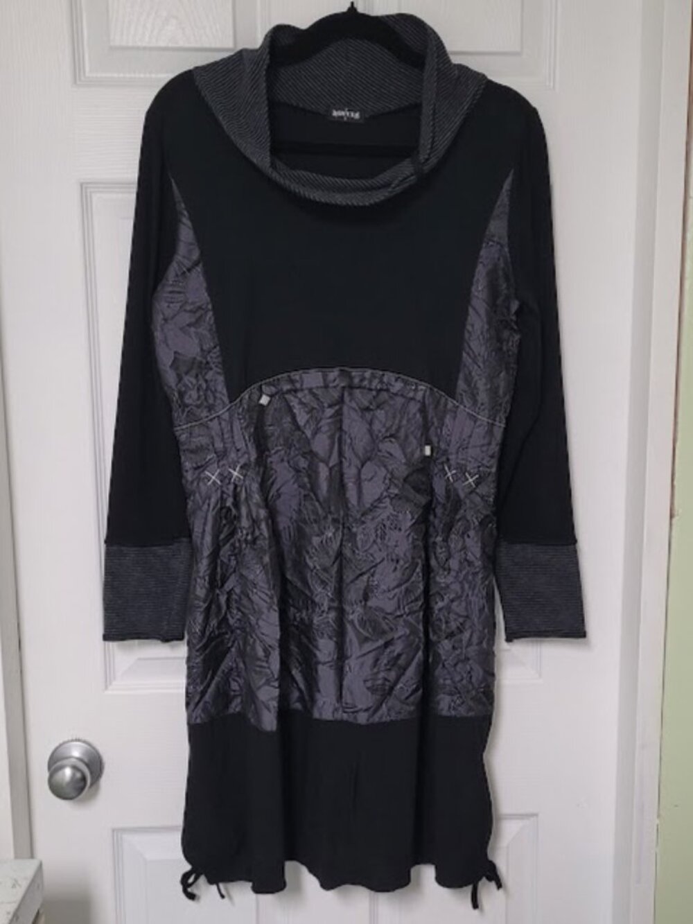 Unique Black/Grey Abstract Floral Cowl Neck Dress/Top- Fits Small & Medium- Edgy